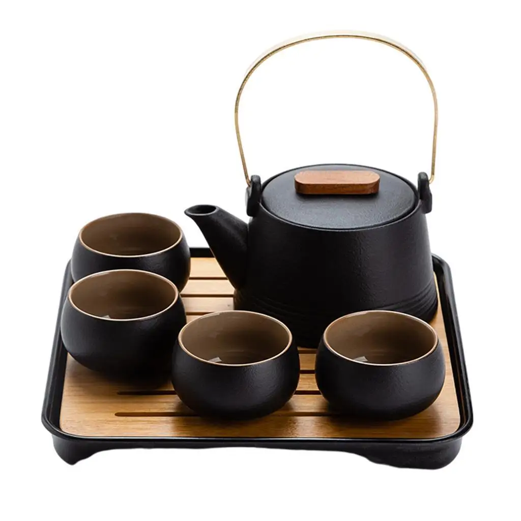 Ceramics Black Pottery Travel Ceramic Teapot Chinese Kung Fu Tea Pot Durable For Long Tea Set As shown