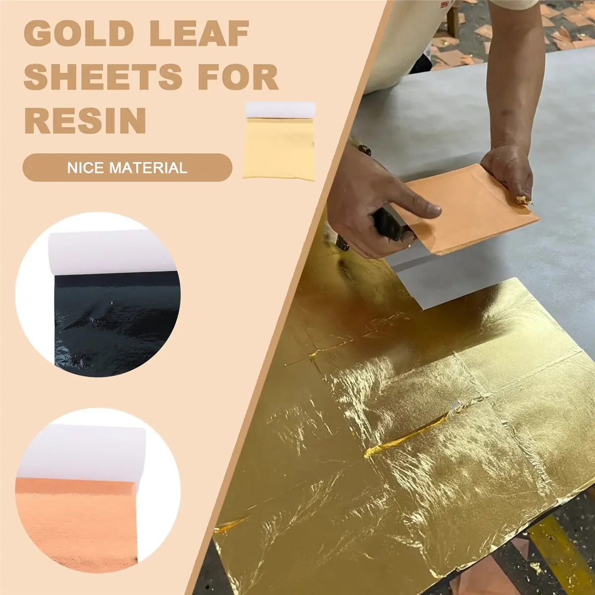 【A75U】 400Pcs Imitation Gold Silver Copper Foil Papers Leaf Flake Gilding Sheets for Nail Party Decor DIY Art Crafts Paper
