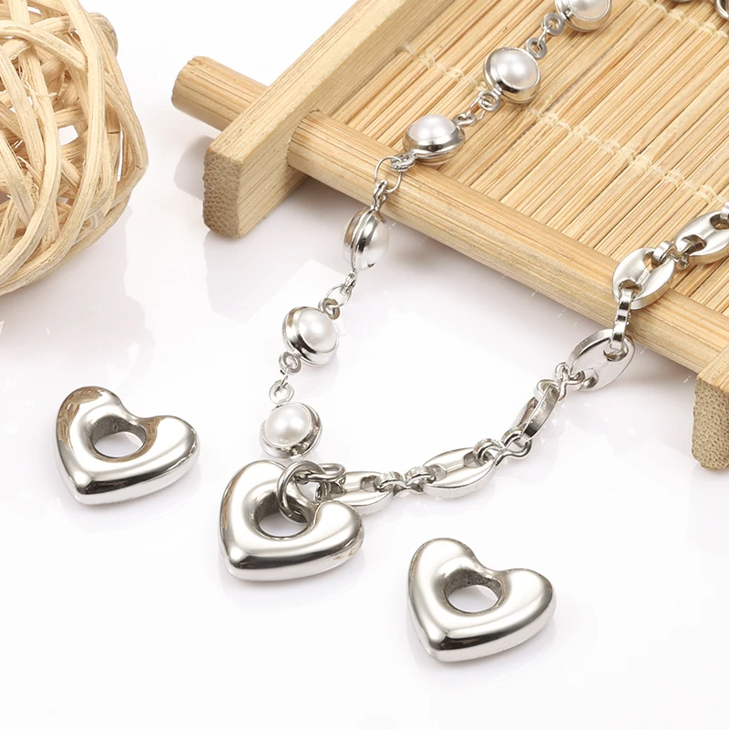 

5Pcs Stainless Steel Charms Jewelry Making Materials DIY Heart Pendant Accessories for Bracelets Necklaces Crafting Supplies