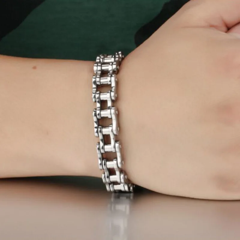 Edelstahl Biker-Kettenarmband Herrenarmband Gliederkette Motorrad-Fahrrad-Stil Armbänder Mode Punk Armreifen Schmuck – Detail 5