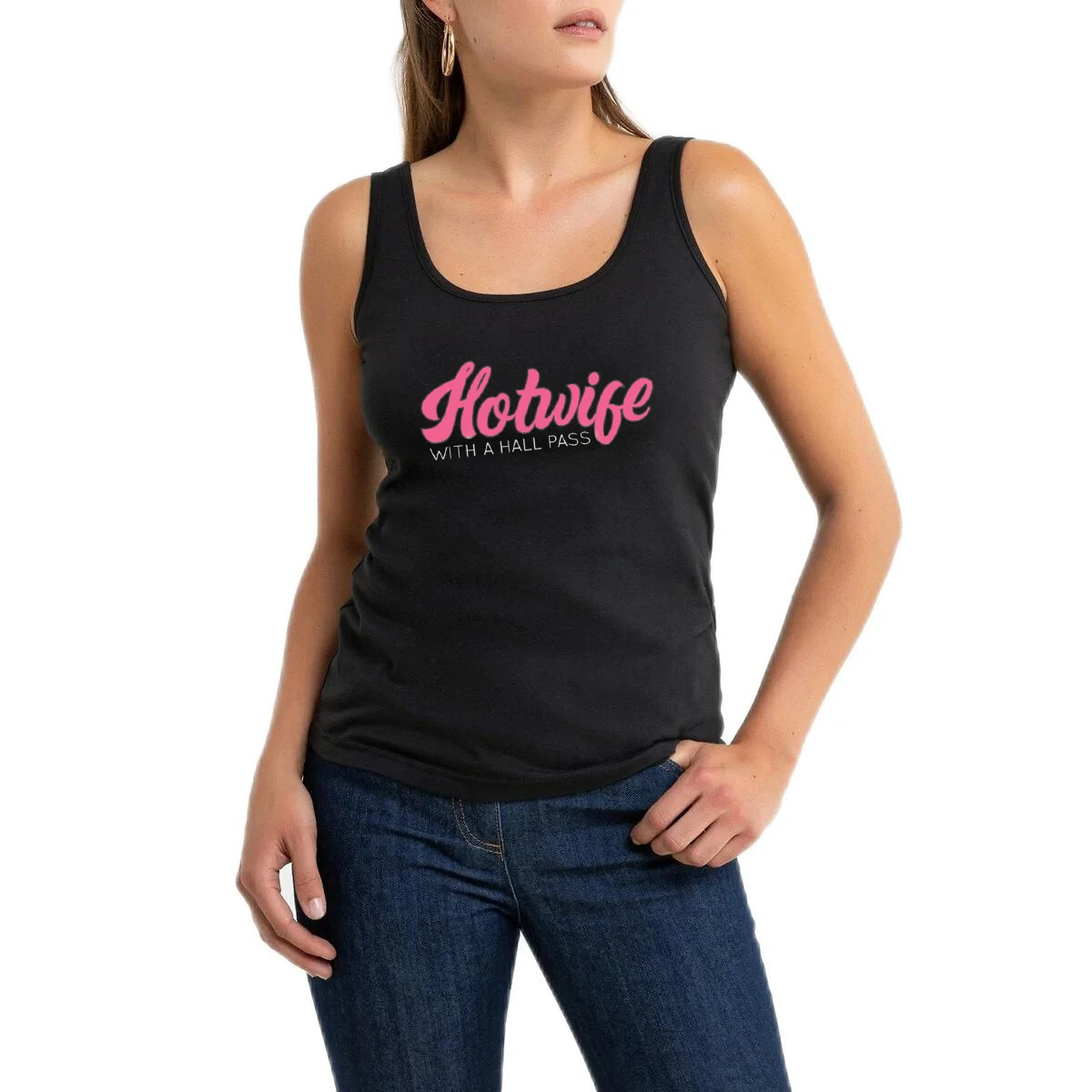 Swinger Swinging Lifestyle Tops Hotwife With A Hall Pass Design Sexy Tank Top Women\'s Humor Fun Flirting Sleeveless Tee Shirts