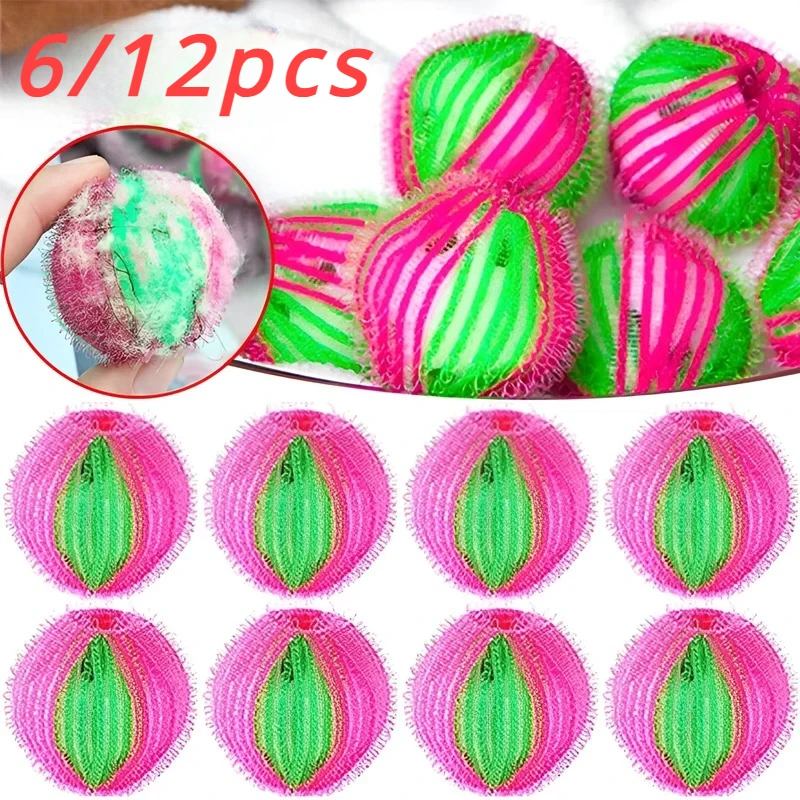 6/12pcs Laundry Balls Washing Machine Laundry Ball Downy Hair Removal Device Fluffy Cleaning Ball Catch Lint Accessories Dryer