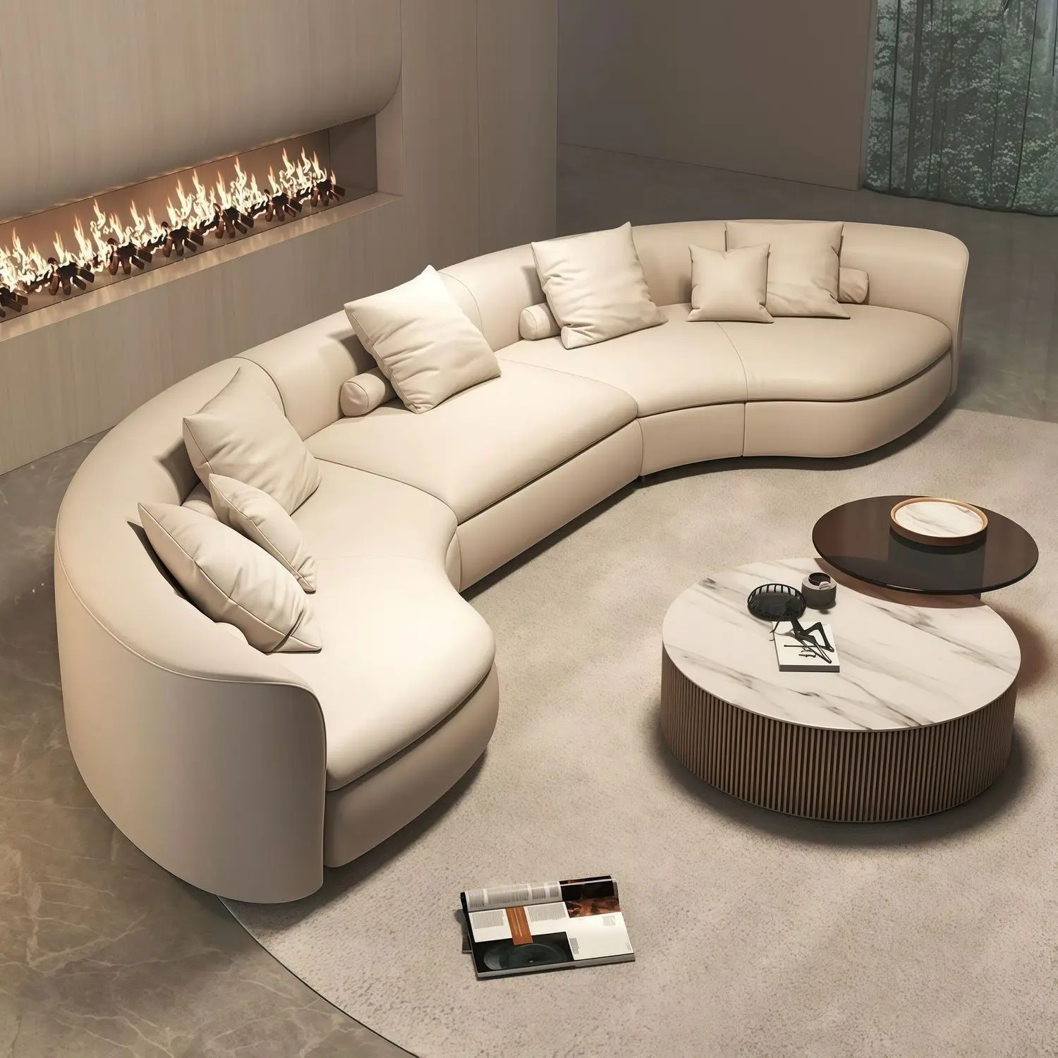 Italian light luxury creative  high-end hotel lobby beauty salon commercial  office curved sofa living room
