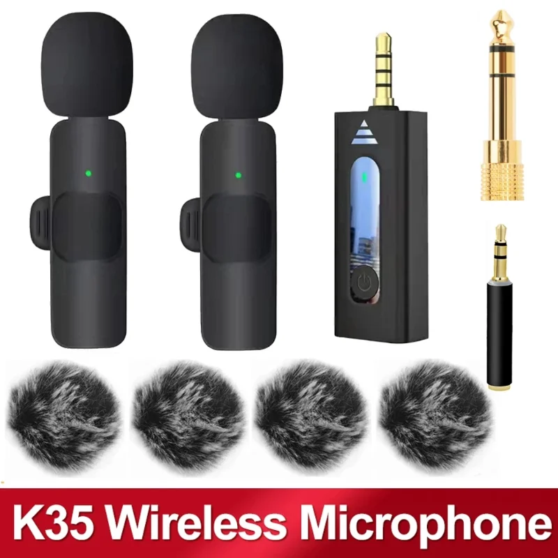 2022 Wireless 3.5mm Lavalier Lapel Noise Reduction Microphone Omnidirectional Condenser Mic K35 for Camera AUX Speaker Megaphone