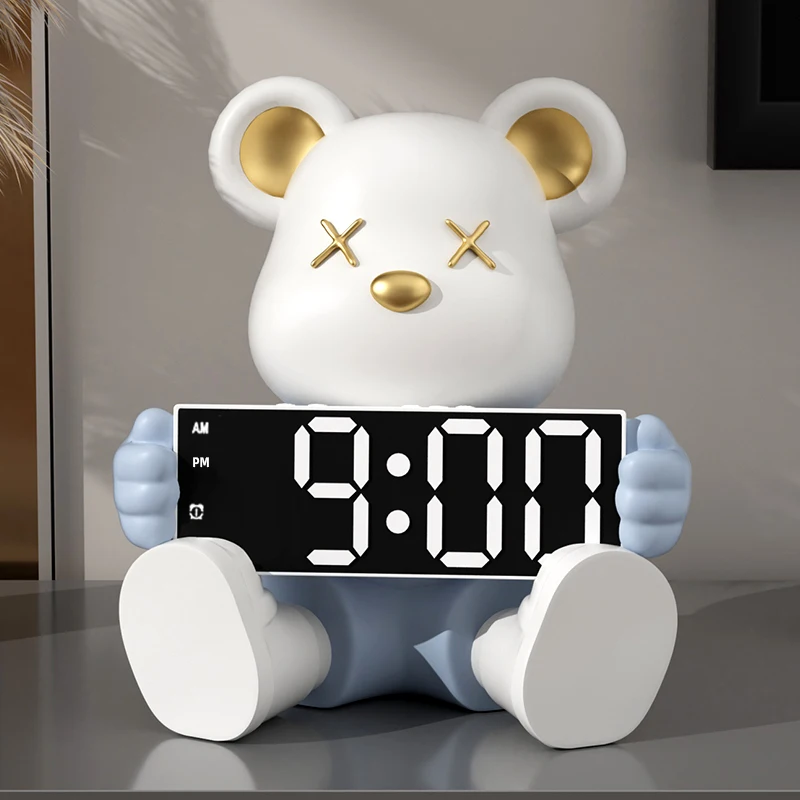 

Cartoon Bear Living Room Decoration Desk Clock Fashion Mute Clock Nightstand Alarm Clock Restaurant Watch Bedroom Decoration