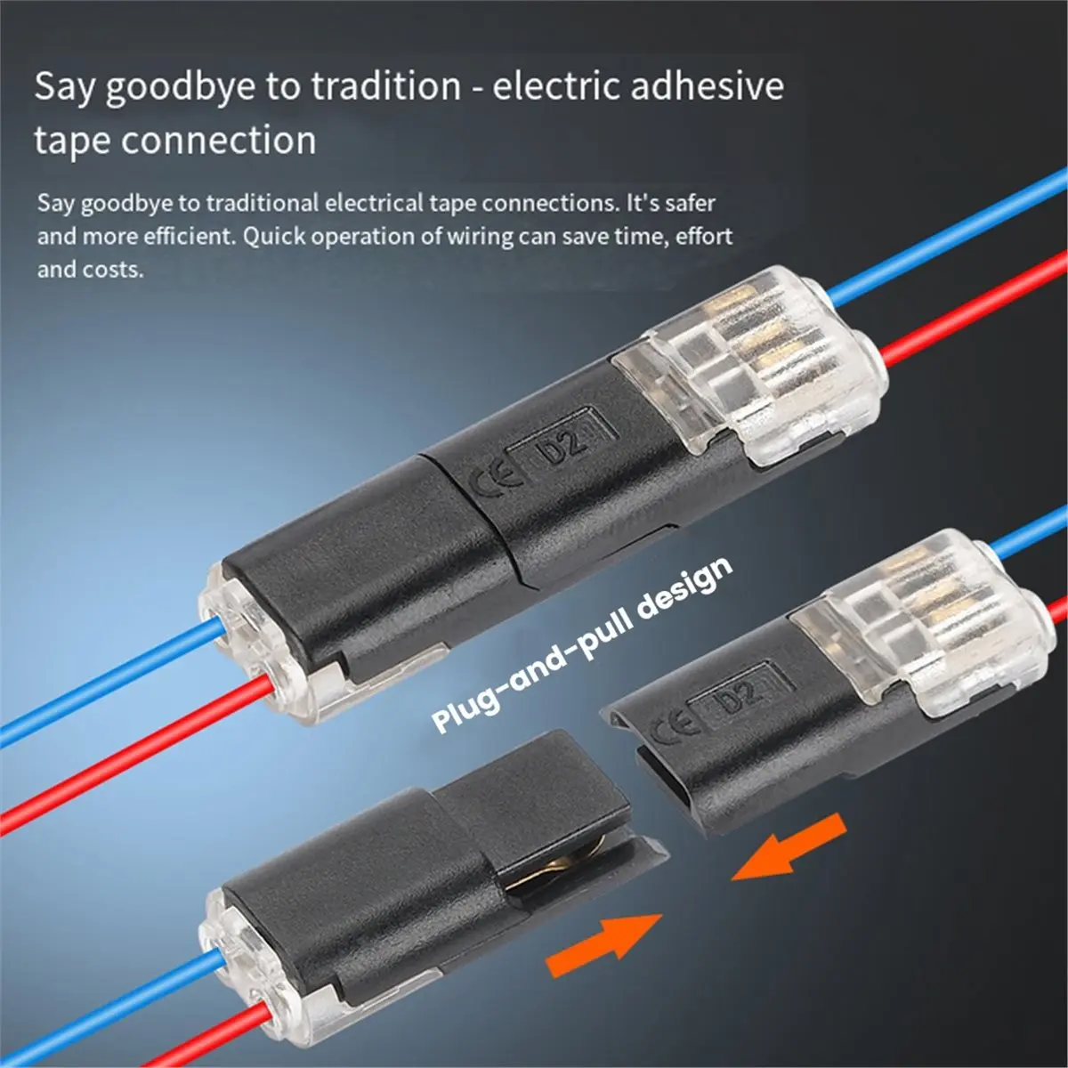 #08D 40 Pcs Low Voltage Wire Connectors No Stripping Waterproof 2-Pin,Wire Connectors,(ABS)