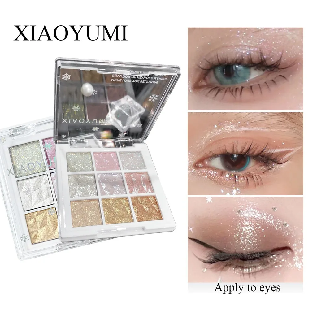9 Colors Glitter Snowflake Eyeshadow Palette Dream Girl Pearly Eye Shadow Matte Matte Highlights Cool Tone Charming Eyes Makeup gallery 2