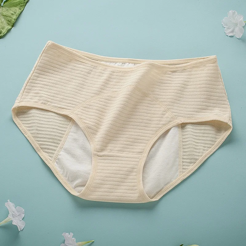 Absorb a Small Amount Women Cotton Underwear for Physiological Period Breathable Mesh Leak Proof Menstrual Panties Middle Waist