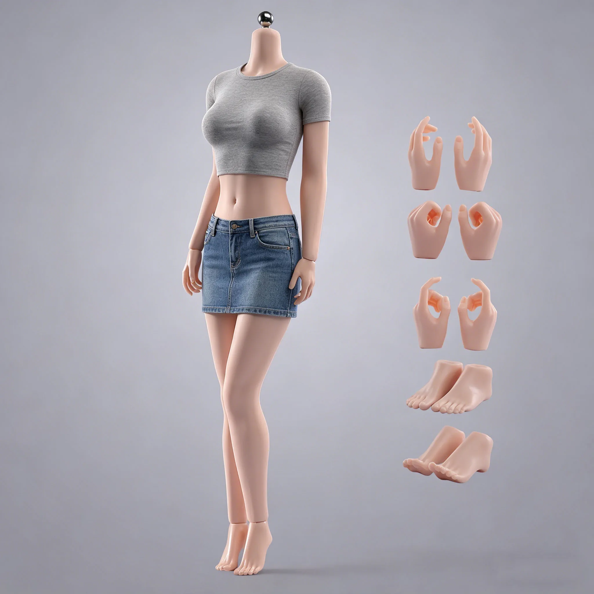 T307 T303 T302 AB001 1/6 Maßstab Weiblicher Körper mit Großen Brüsten Nahtloser Körper 12'' Super Flexibler Actionfigur-Körper Puppenmodell Spielzeug – Detail 5