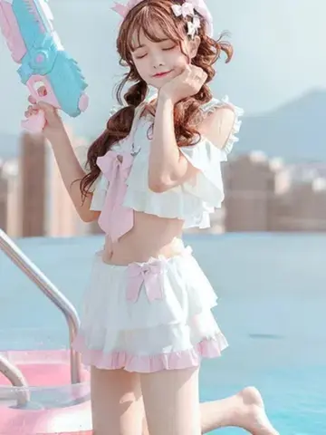 Japanischer Stil, Matrosenkragen-Badeanzug, weiblich, Sommer, neu, niedlich, heißer Frühling, Student, niedlich, Schleife, Top, Rock, 2-teiliges Set, geteilter Badeanzug