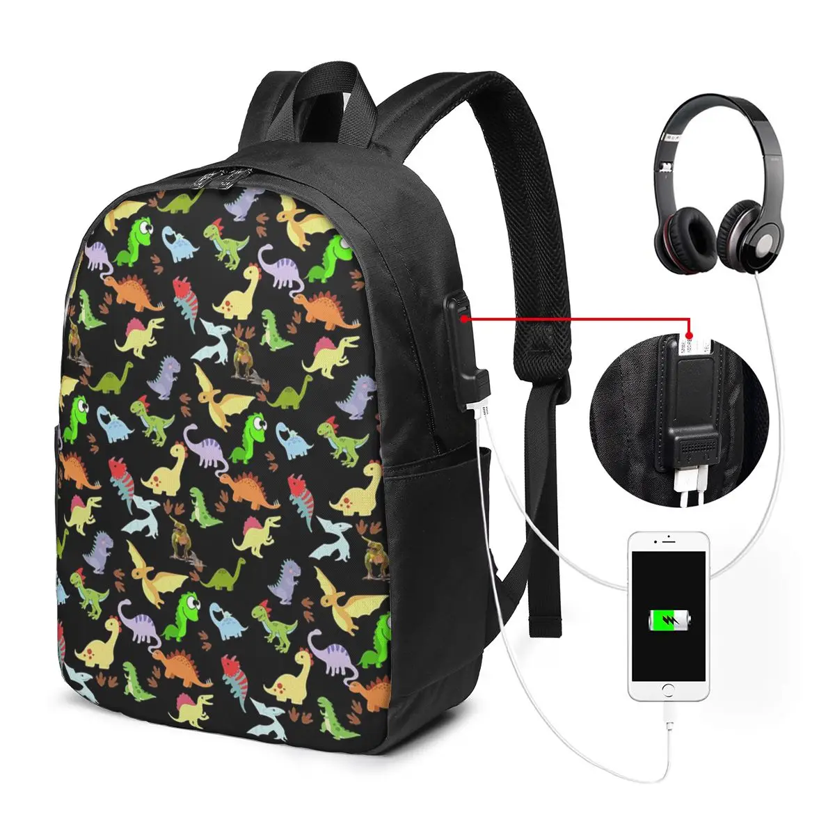 Various Dinosaur Cartoon Pattern Backpack Travel Notebook Bag Computer College Student School Bag Laptop Shoulder Bags Men Women