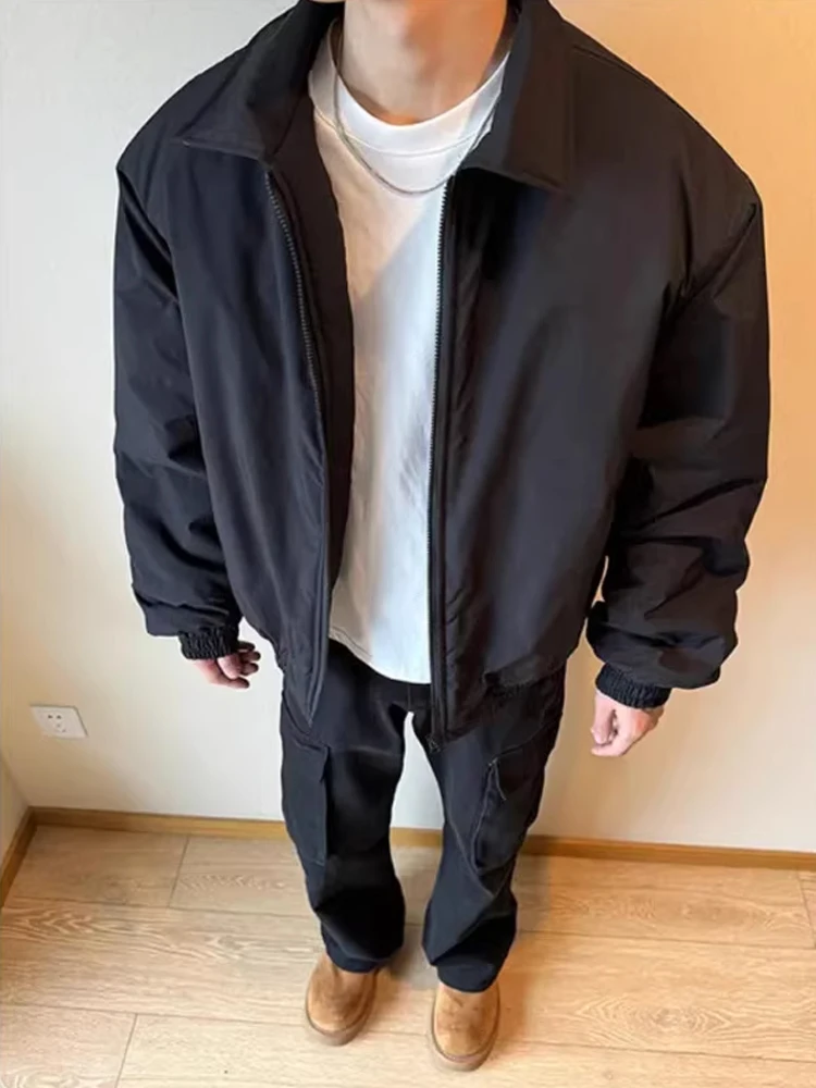 American Sle Tee-Proof  Jaet Cotton Clothes for Men Thiened Cleanfit High-End Feel Collar Cotton Coat