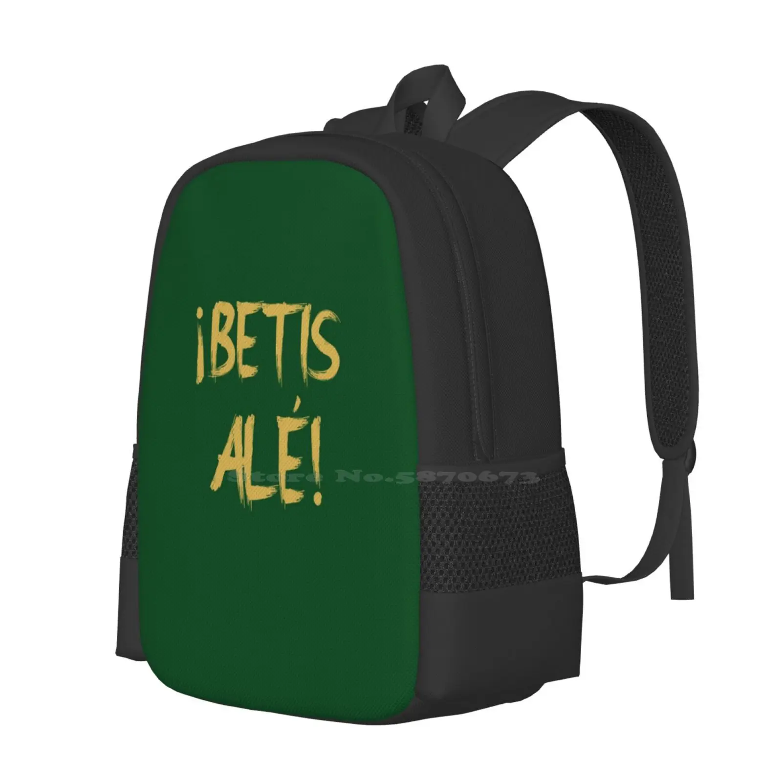 ¿? ¡Betis Alé! Mochila escolar dorada para ordenador portátil, mochila de viaje para ordenador portátil, Espa, España, Los Verdes, Béticos, Heliopolitanos, Rbb