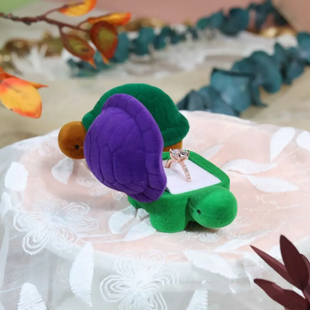 

Cute Romantic Lover Turtle Tortoise Cartoon Gift Jewelry Display Velvet Ring Box Gift Boxes Storage Case