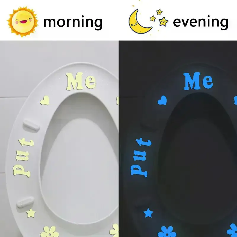 

Светящиеся в темноте забавные наклейки с мультяшными персонажами для туалета, водонепроницаемые, съемные, самоклеящиеся, из ПВХ, для декора ванной комнаты, настенные наклейки