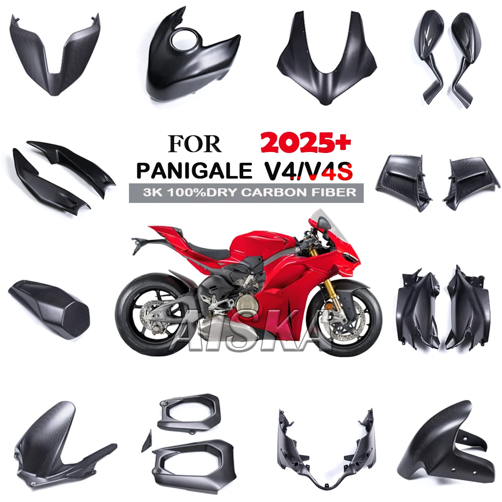 

For DUCATI Panigale V4 V4S 2025 Fender Fuel Tank Side Panel Front Fairing Kit 3K 100% Dry Carbon Fiber Motorcycle Accessories