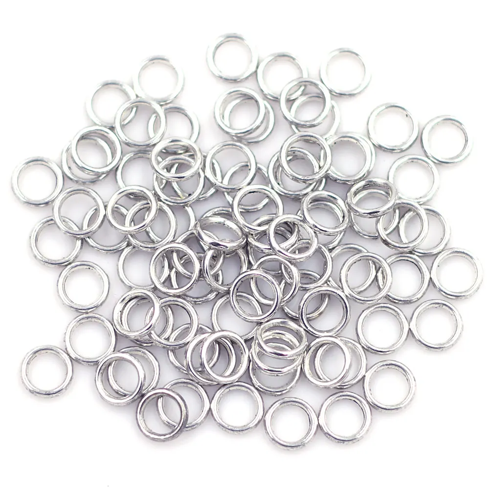 100 Stück geschlossene Bieger inge gelötet runde Metall Silber Ton Schmuck DIY Befunde 8mm – Detail 5