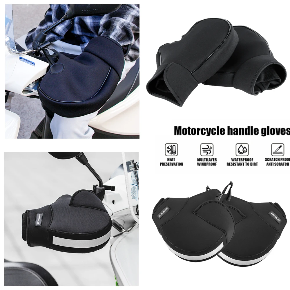 Thick Motorcycle Handlebar Muffs Protective Motorcycle Scooter ATV UTV Winter Warmer Gloves Grip Handle Bar Muff Rainproof Warm