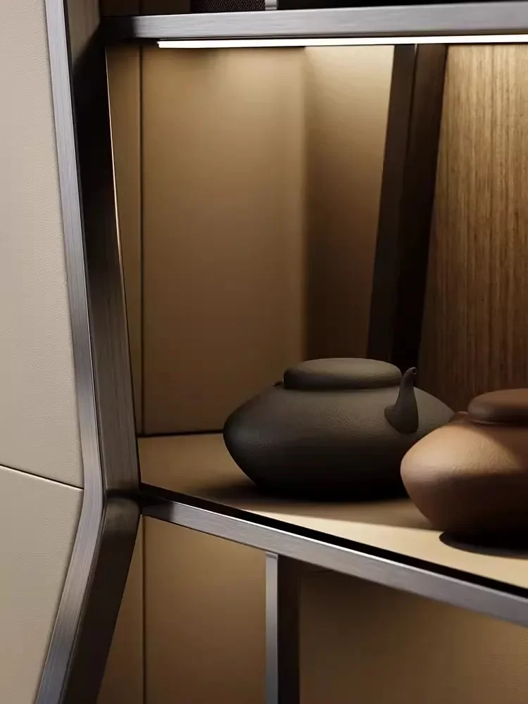 رف كتب فاخر خفيف من الفولاذ المقاوم للصدأ يعرض غرفة المعيشة وخزانة كتب المشاهير على الإنترنت ورف Bogu الإبداعي #3