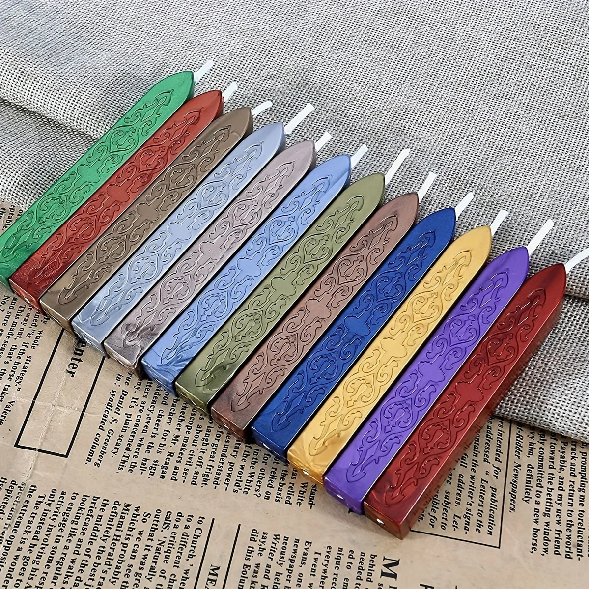 12pcs/bag Metallic Mixed Color Sealing Wax Sticks with Wicks for Wax Seal Stamp,for Wedding Invitations, Letter Envelopes