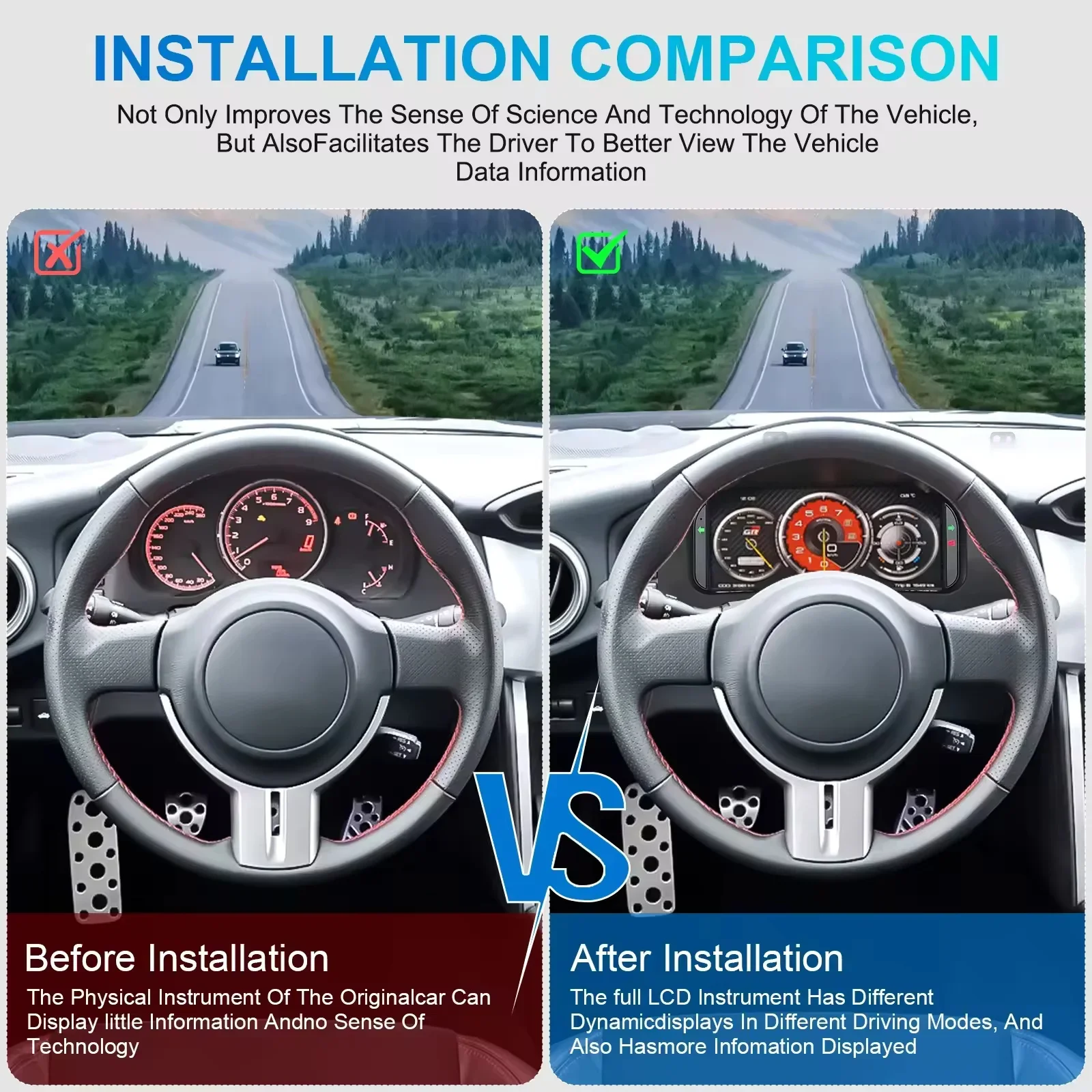 

Умный модуль CC для Toyota 86 2012-2021 Subaru BRX, правый водитель, автомобильный ЖК-дисплей, цифровой кластер, приборная панель, приборная панель, датчики