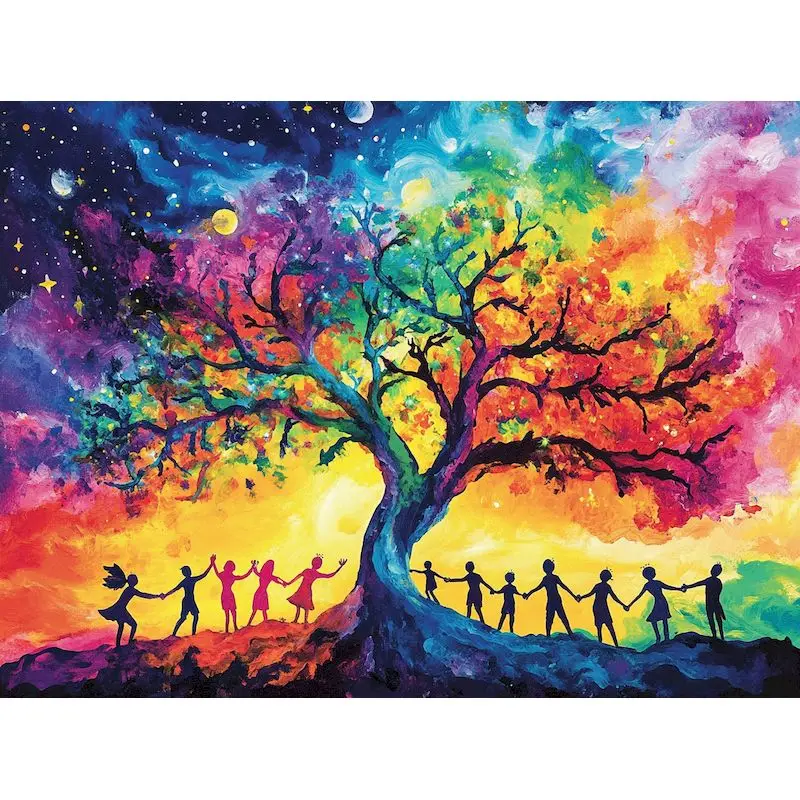 

GATYZTORY Acrylic Painting By Numbers For Adults With Frame 60x75cm Colorful Tree Modern Wall Art Picture By Numbers For Diy Gif