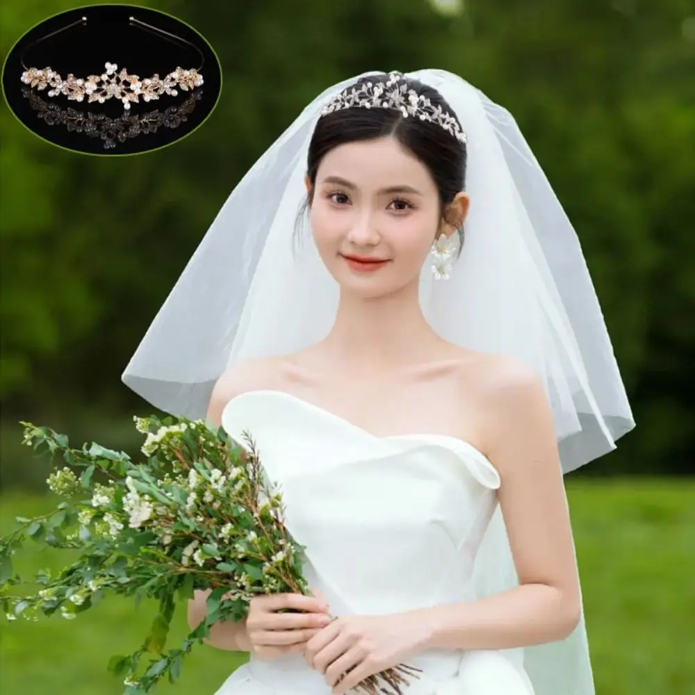 

2pcs Bride Headdress Flower Crystal Tiara Sparkling Princess Headband Rhinestone Queen Crown Gold Silver Luxury Wedding Jewelry