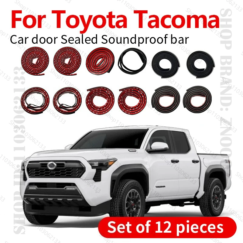 

For 1995-2025 Toyota Tacoma Car Door Seal Strip Rubber Double Layer Sealing Protector Soundproof Dustproof Seal Strip 12PCS Set
