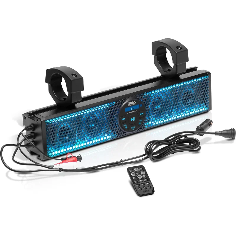 

BOSS Audio Systems BRT17SLR ATV UTV Sound Bar - 17 Inches Wide, 3 inch Speakers, 1 Inch Tweeters, IPX5 Weatherproof, Bluetooth