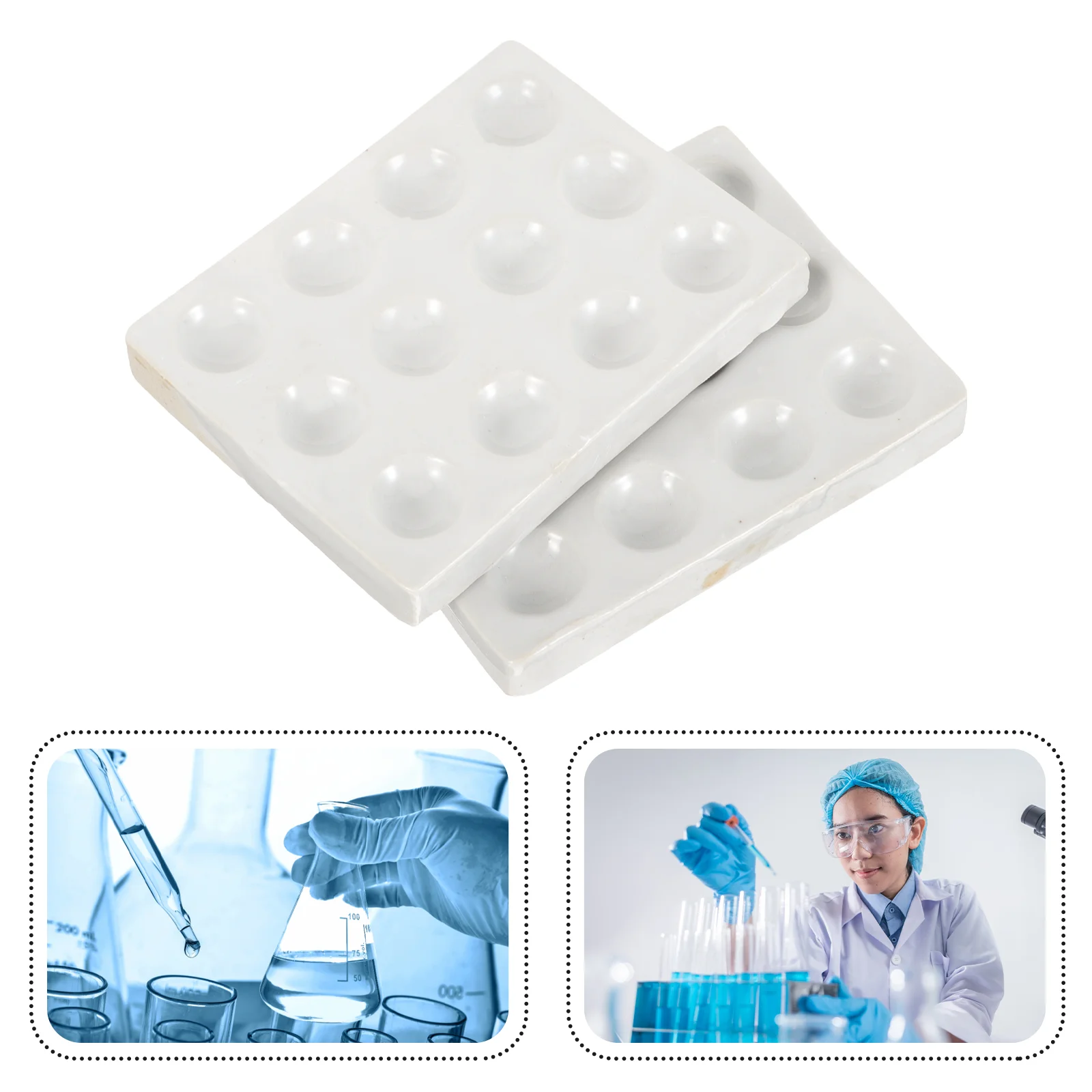 

2 Pcs Ceramic Reaction Plate Spot for Chemical Testing Porcelain Laboratory Notebook Scientific Experiment