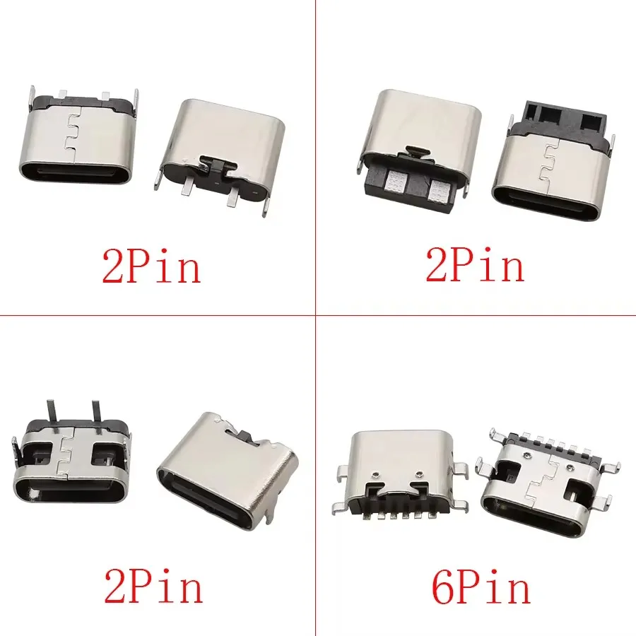 10Pcs Type C Connector Charging Port 2/6/16/24Pin Jack Socket Soldering Connector USB-C Female DIY Repair Adapter