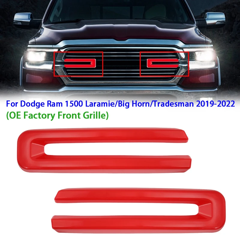 2pcs/set Car Front Grille Trim for Dodge Ram 1500 Laramie/Big Horn/Tradesman 2019-2022 (OE Factory Front Grille)