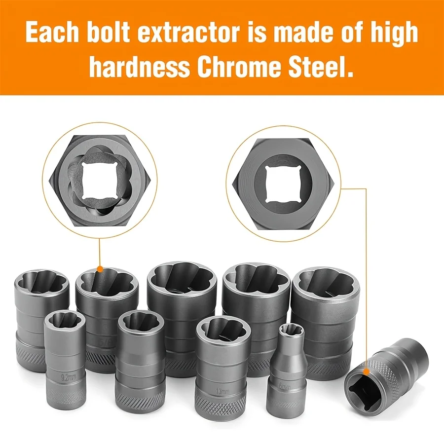 32pcs Heavy-Duty Bolt & Nut Extractor Socket Set - CR-MO Professional Grade Bolt Remover Kit with 1/4
