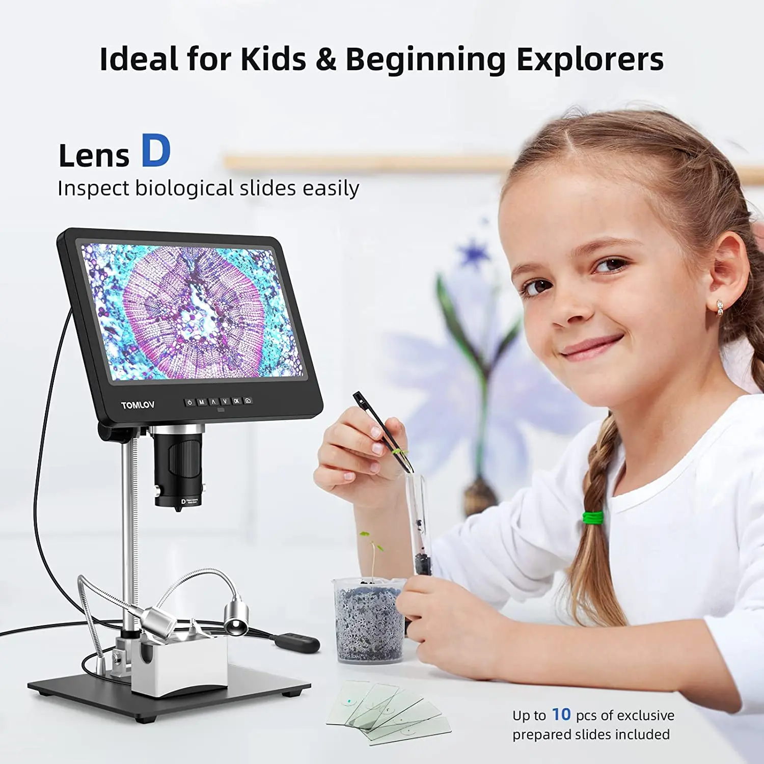 Imagem -05 - Tomlov-câmera de Microscópio Digital 2k 1500x Lente Tripla Ips Hdmi Usb Solda Moeda Telefone Ios Android pc Dm601