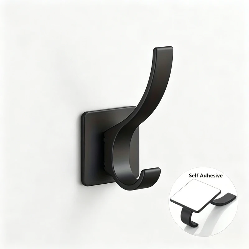 2/4pcs Adhesive Wall Hooks Heavy Duty Sticky Coat Hooks No Drill Matte Wall Mounted Hooks for Hanging Towel Robe Bag Hat Key
