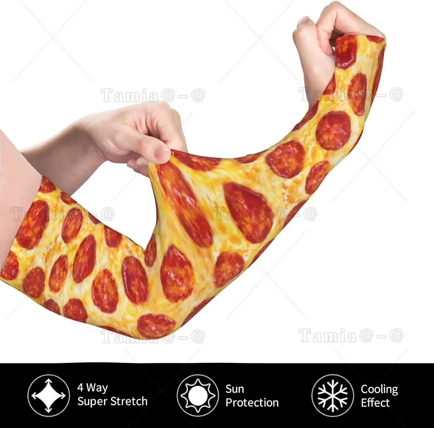 Pepperoni Pizza Cooling Arm Sleeves Cover Summer Sun Protection Arm Sleeves for Men Women Baseball Cycling Golf Running