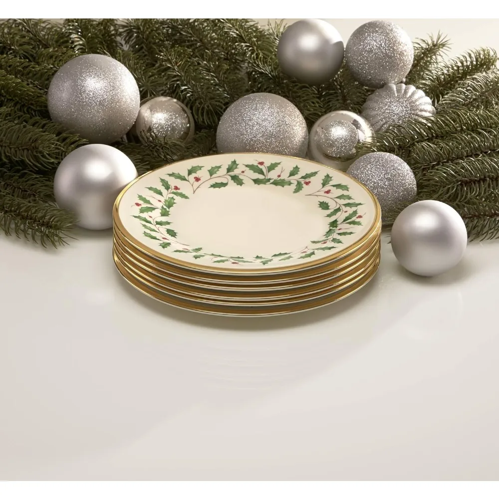 مجموعة أواني طعام عيد الميلاد، 6 قطع من أطباق لهجة العطلات للاستضافة الاحتفالية وديكور الطعام #6