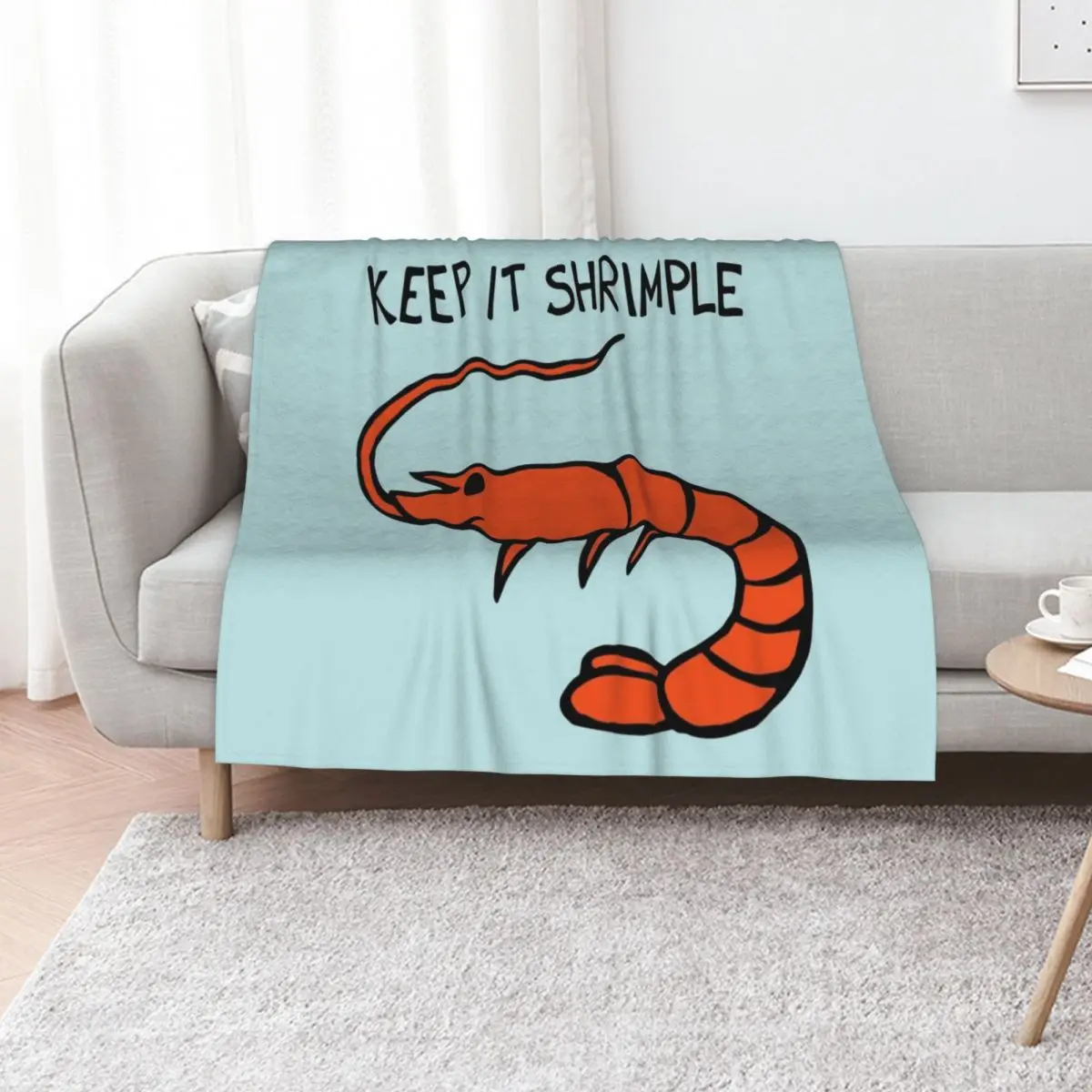 Keep It Shrimple / Simple Shrimp Throw Blanket For Decorative Sofa Sofa Quilt Comforter For Sofa Thin Single Soft Plaid Blankets