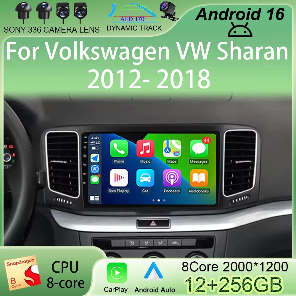 9'' Auto Android 16 For Volkswagen VW Sharan 2012 - 2018 Navigation GPS Autoradio Car Stero Radio Player Multimedia Monitor Head