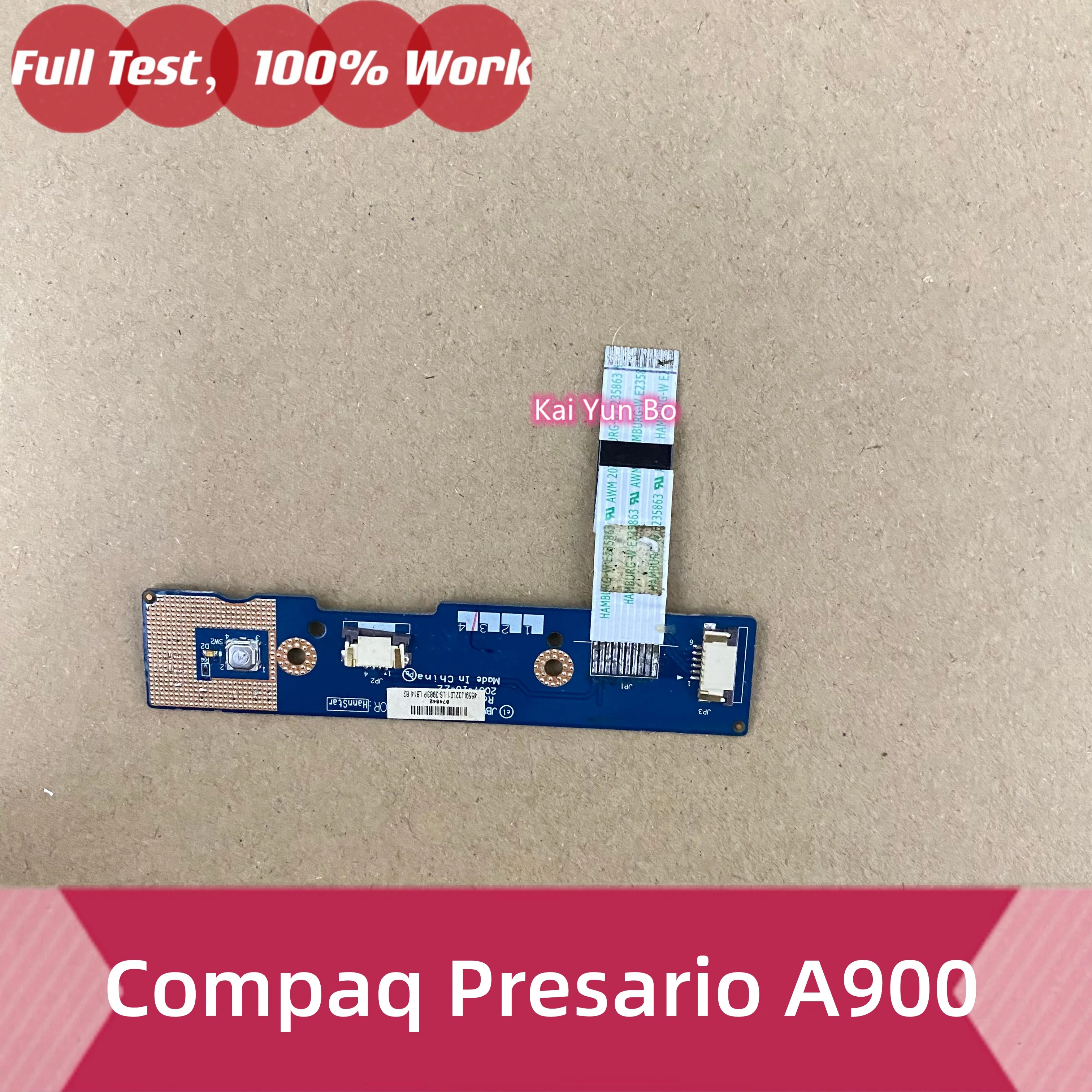 Placa de botão de alimentação para laptop HP Compaq Presario A900 com cabo JBW00 LS-3983P