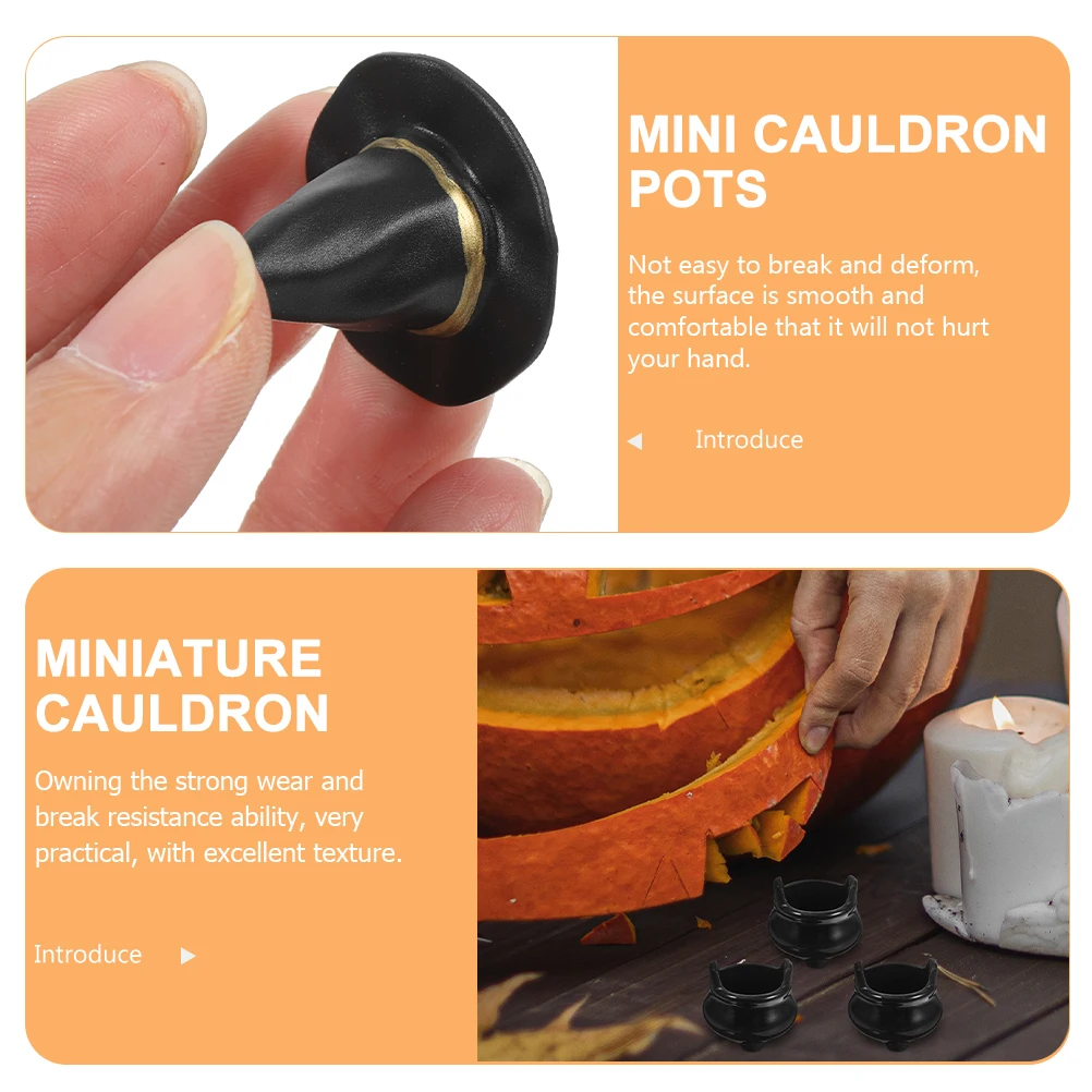 Zestaw miniaturowych kapeluszy czarownic z mini garncami, dekoracje DIY w stylu Halloween do małych domków, ozdoby, projekty rękodzielnicze