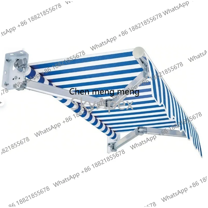 Modern Waterproof Manual Crank Aluminum Alloy Retractable Awning  With  LED Light for Balcony & Outdoor Patio  Full UV Sun Shade