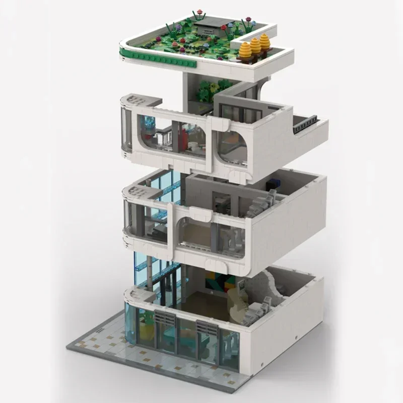 Briques de construction Moc modèle Street View, technologie de bureau d'angle moderne, blocs modulaires, cadeaux, jouets de noël, ensembles de bricolage, assemblage