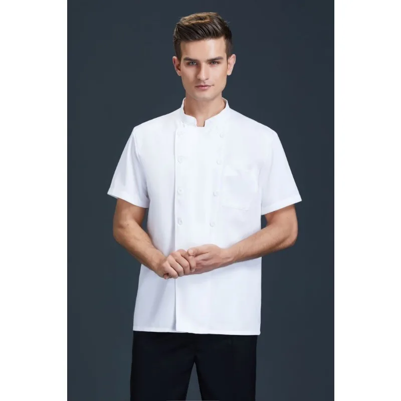 

Mens Plus Size Chef Coat Long Sleeve Double Breasted Hotel Restaurant Uniform