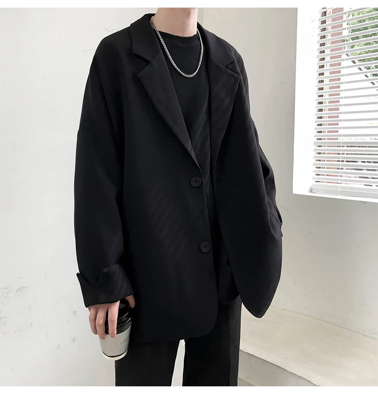 Casual Blazers Men Autumn coat Leisure Trendy Loose Suit Jackets Male Retro Streetwear All-match Simple Korean Suit-tops