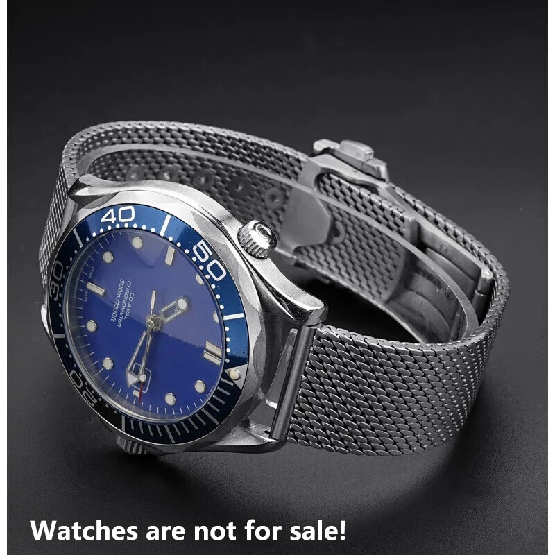 20mm High Quality Titanium metal Watchband Mesh Belt  for Omega Seamaster 003 Man Bracelet Titanium Strap for Omega 007 series