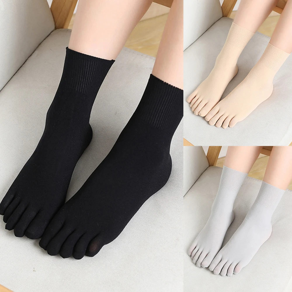 

1 Pairs Seamless Five Fingers Socks Women Cotton Velvet Toe Socks Sports Anti-slip Low Cut Ankle Sock With With Separate Fingers