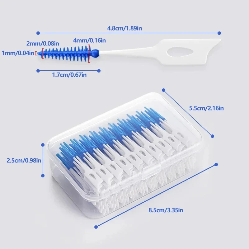 200 pçs/caixa escova interdental de silicone macio palitos com linha dupla-cabeça descartável escova interdental ferramentas de limpeza oral