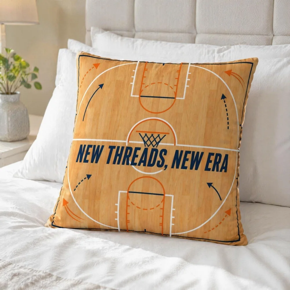 Full Stuffed Square Throw Pillow Basketball Court Print Complete Decor Cushion for Sofa Bedroom Sports Style Home Decor Pillow