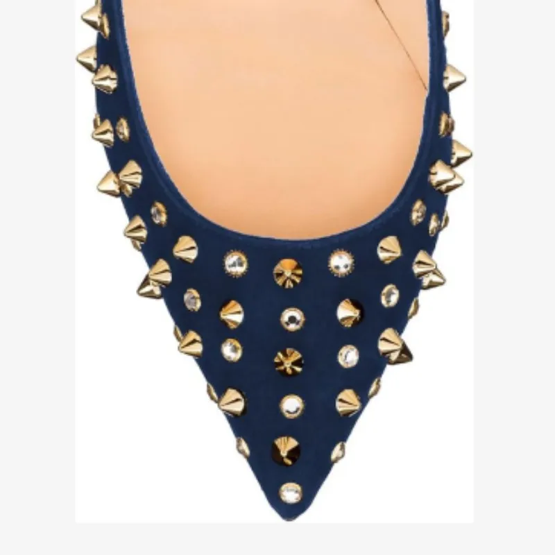 

DIZHUANG Сексуальные женские туфли на высоком каблуке. Синие замшевые туфли с шипами. Высота каблука около 12 см. Туфли на высоком каблуке Cusp. Модный показ банкет